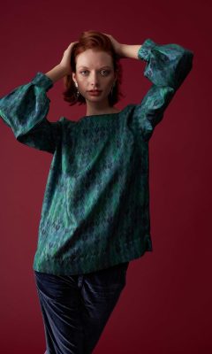 Costanza Blouse in Emerald Frecce