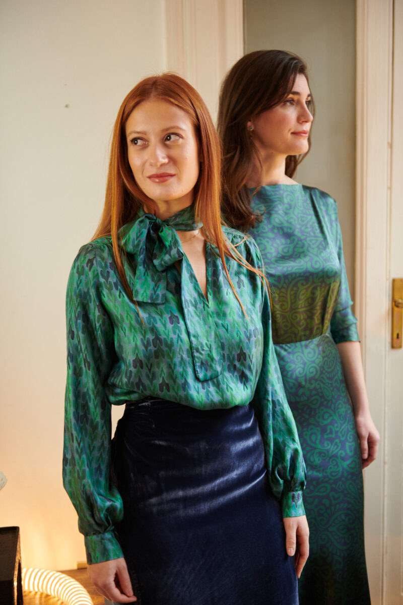 Charlotte Blouse in Emerald Frecce