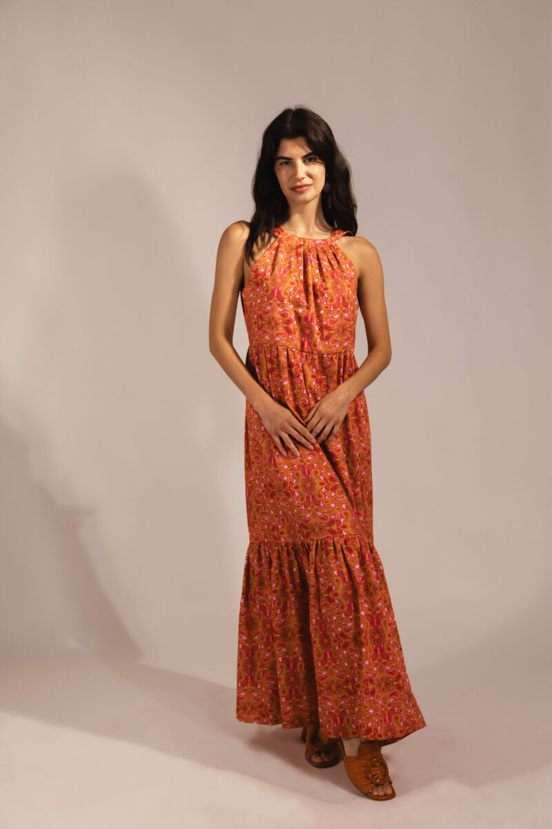 Orfea Maxi Dress in Tangerine Carnaby Street