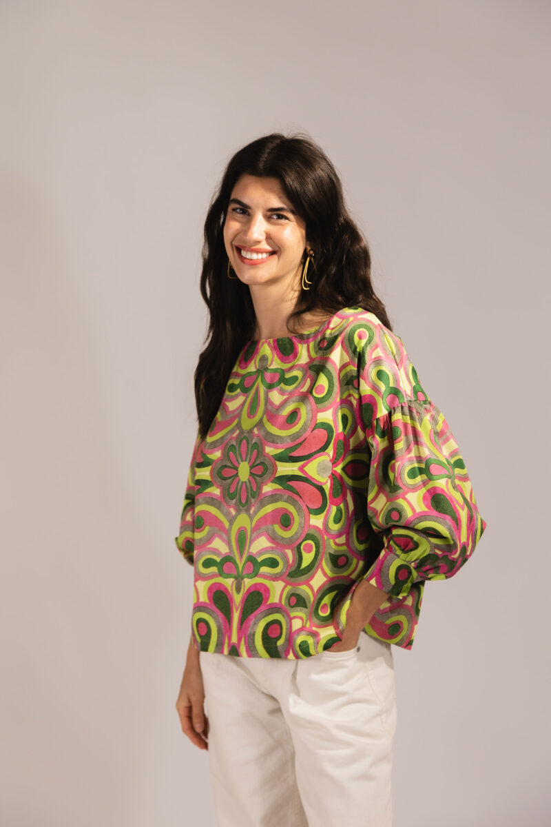 Annika Blouse in Grande Raspberry Lime Carnaby Street