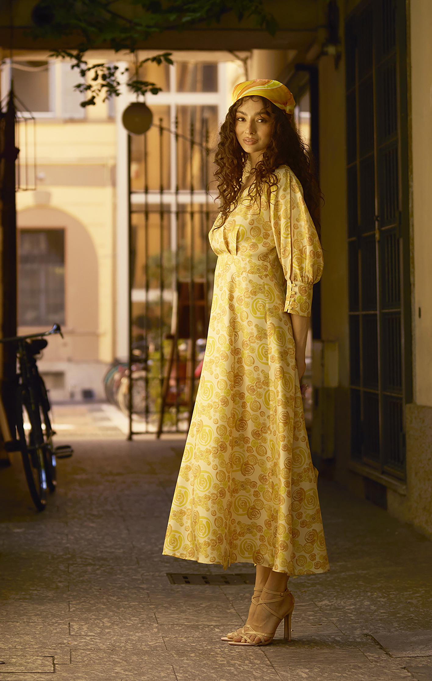 Agatha Midi Dress in Buttercup Roses